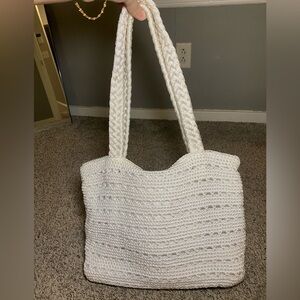 Vintage Y2K White Lina Woven Crochet Hobo Shoulder Bag
